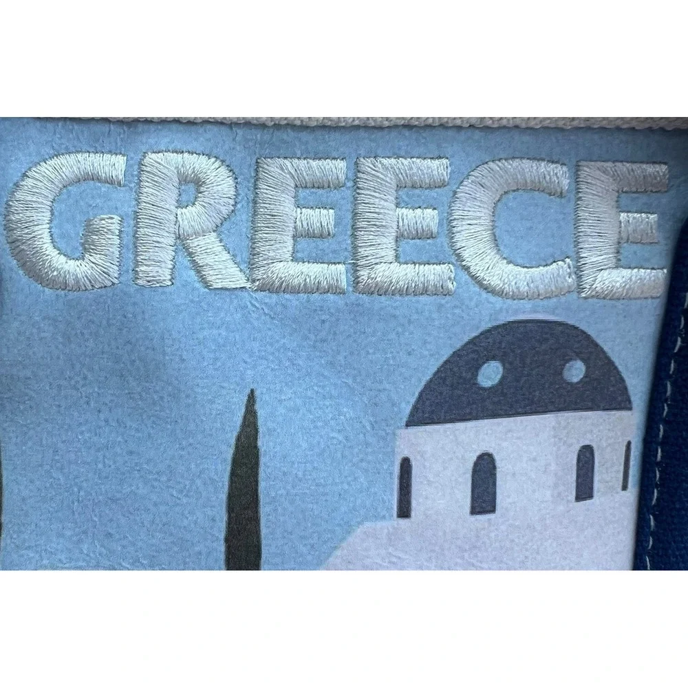 C&C California Women's Blue Greek Canvas Tote Bag w/ Matching Pouch Tiktok Viral